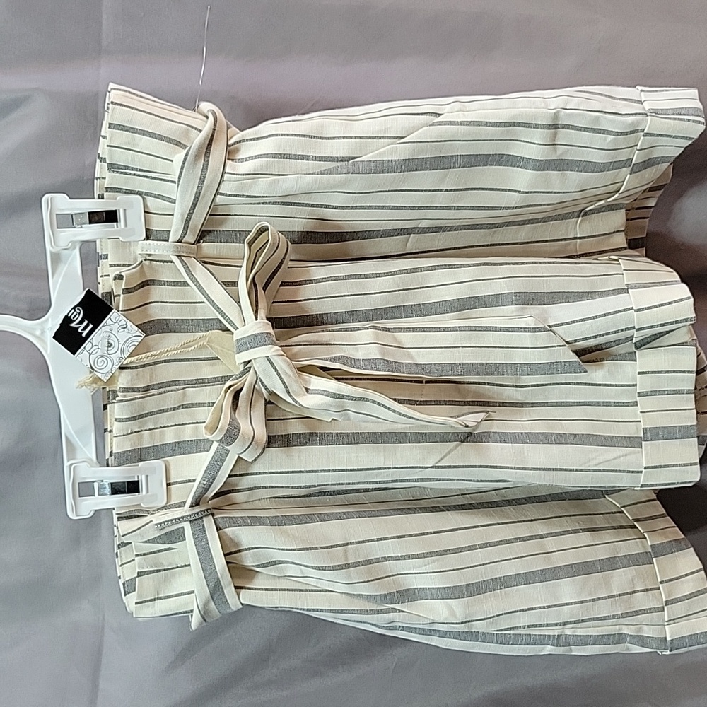 Mystree Cream and Gray Striped Women Shorts